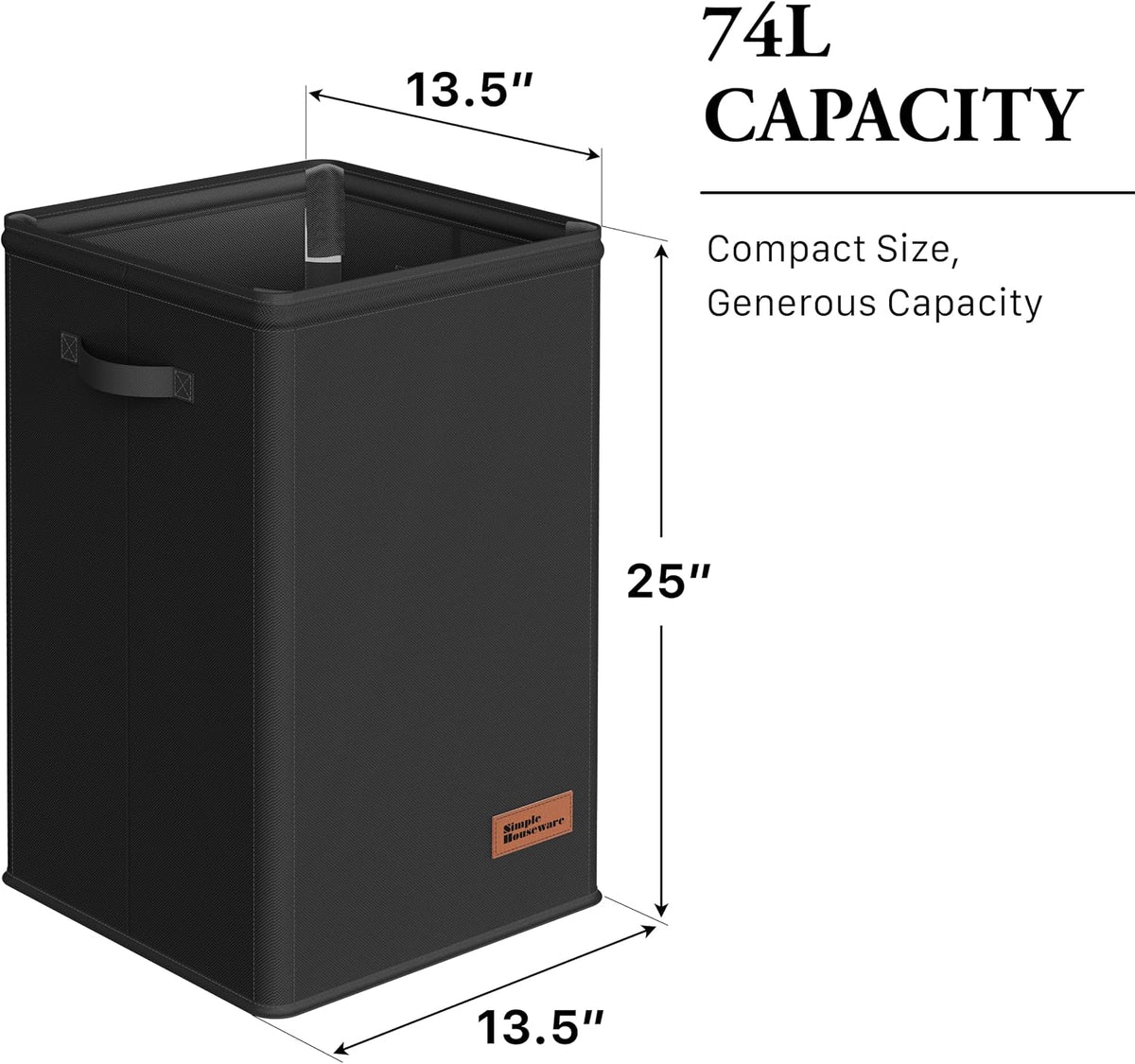 Simple Houseware Foldable Closet Laundry Hamper Basket, Black