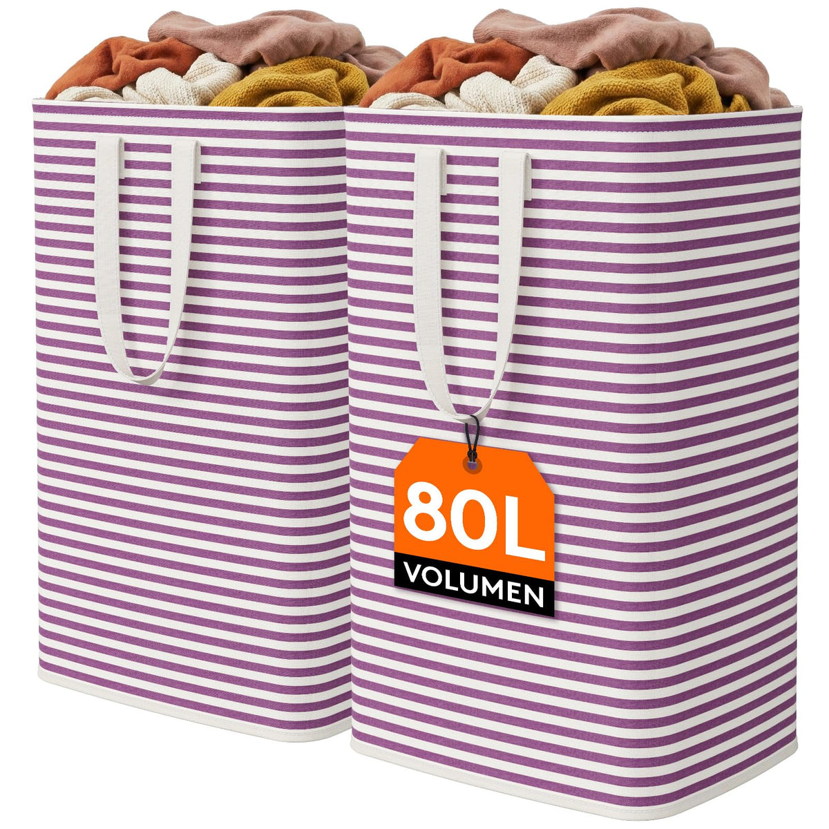 Lifewit 80L Large Laundry Baskets, Laundry Hampers Bags, 2 Pack, Black