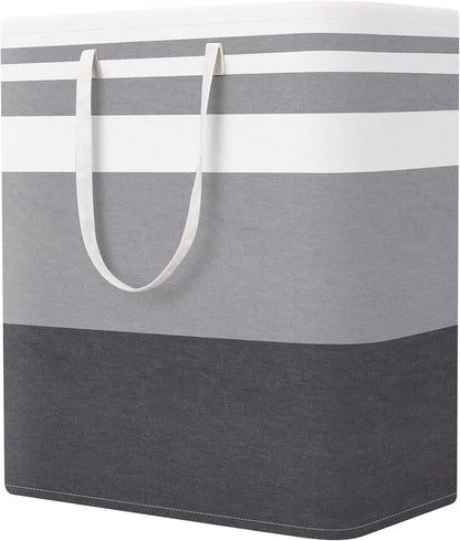 StorageRight Laundry Basket Hamper, 100L Collapsible Clothes Storage, Grey
