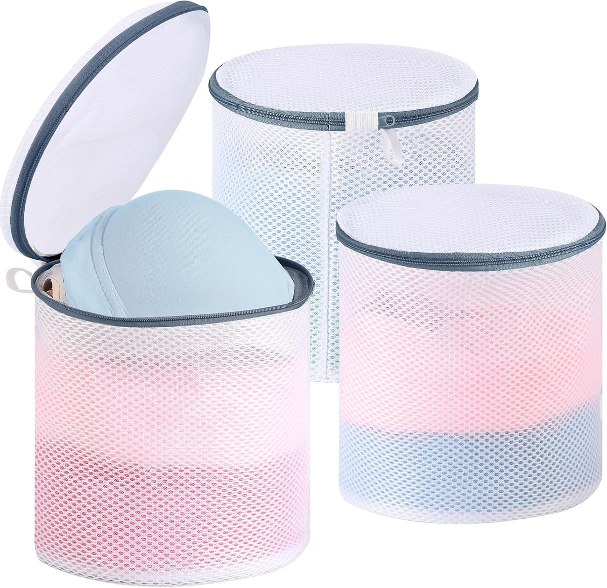 Dntorx 3 PCS Lingerie Bags for Washing Delicates, Bra Wash Bags Grey Zipper