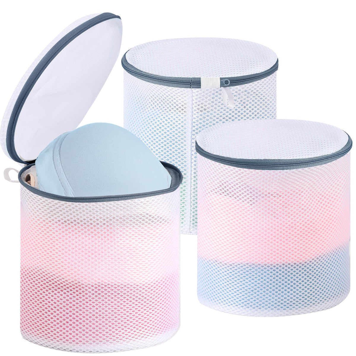 Dntorx 3 PCS Lingerie Bags for Washing Delicates, Bra Wash Bags Grey Zipper