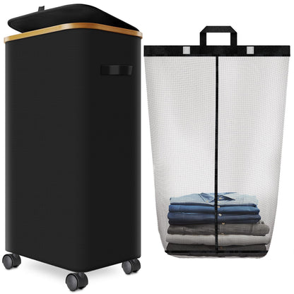 Laundry Hamper with Wheels, 75L Rolling Laundry Basket with Lid