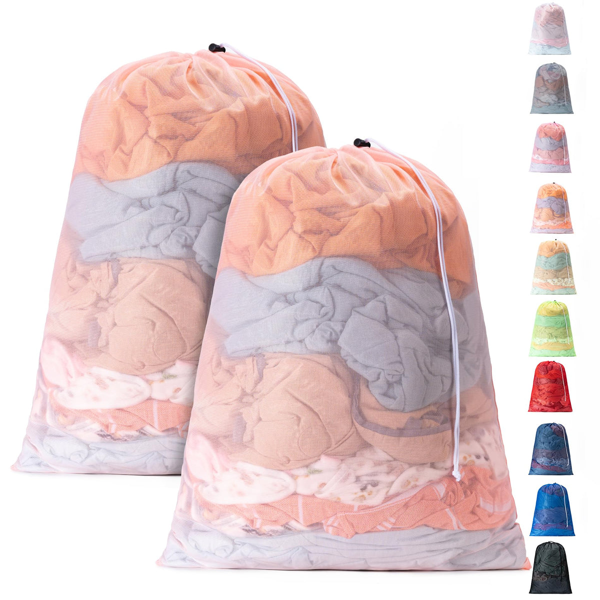 2 Pack Mesh Travel Laundry Bag 24" x 36"Extra Large Dirty Clothes Organizer