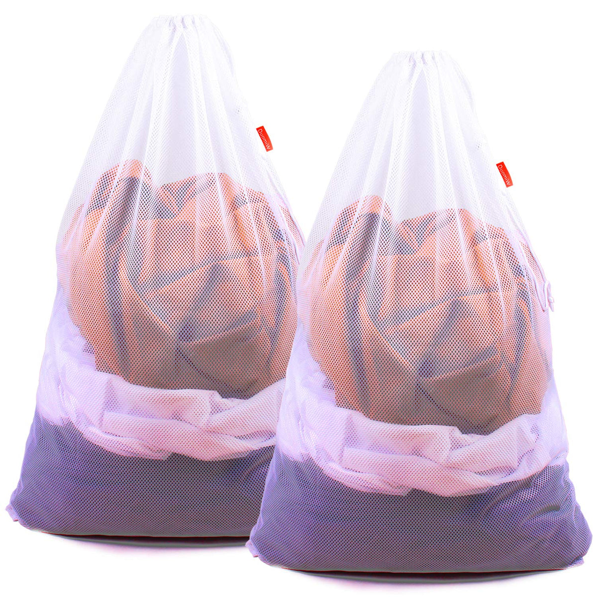 2 Pack Mesh Laundry Bags 24 x 36 Inches Drawstring Bag Black