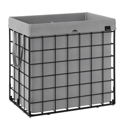 SONGMICS Laundry Hamper, 23.8 Gal. (90L) Laundry Basket, Collapsible Clothes Hamper, Black and White ULCB190W01