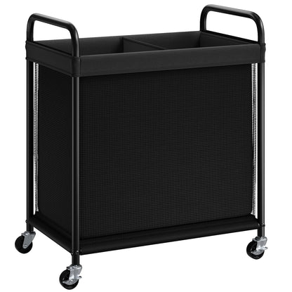 ELYKEN Laundry Hamper 2 Section, 100L Rolling Laundry Sorter with Wheels