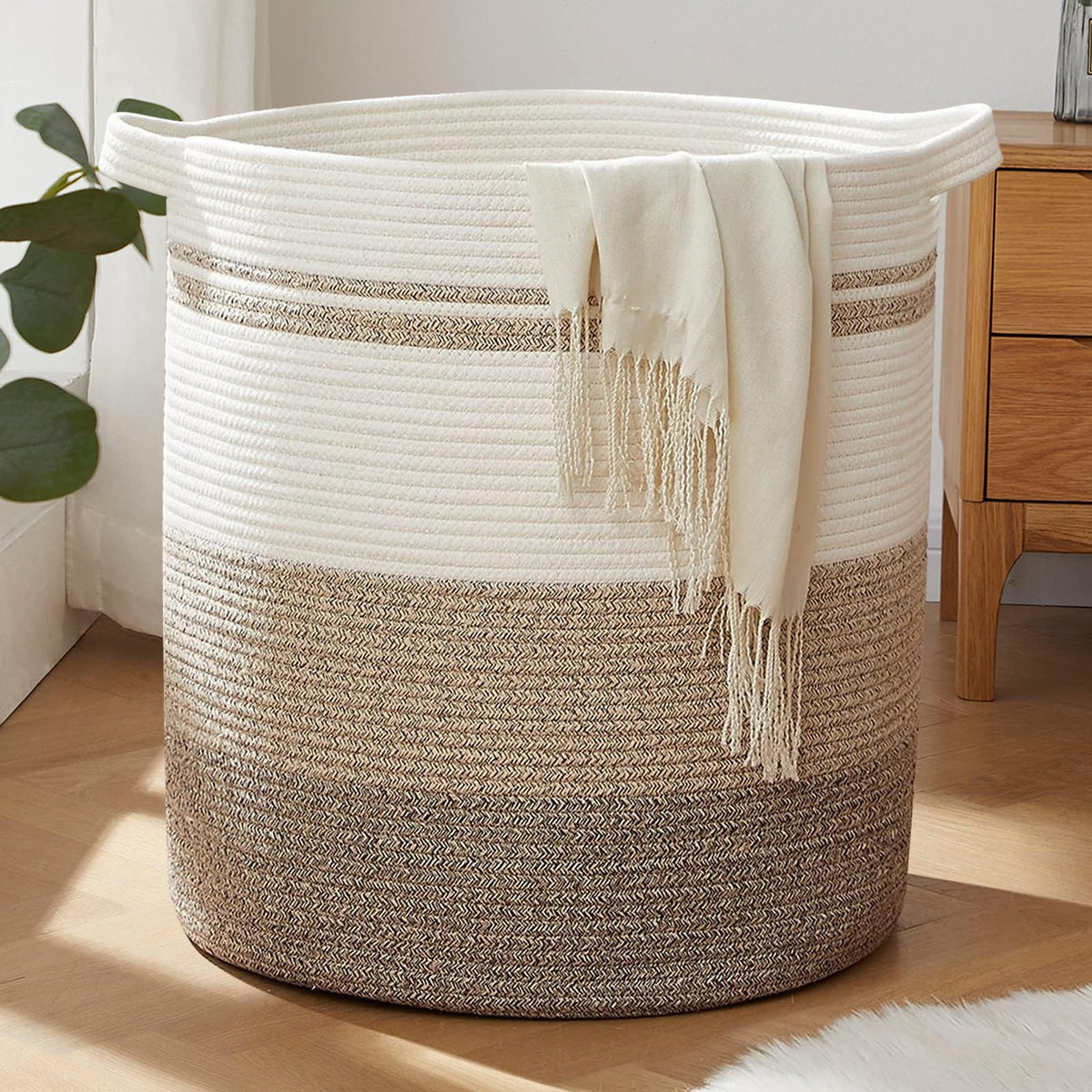 OIAHOMY 60L Laundry Basket Laundry Hamper Nursery Hamper Gradient Yellow