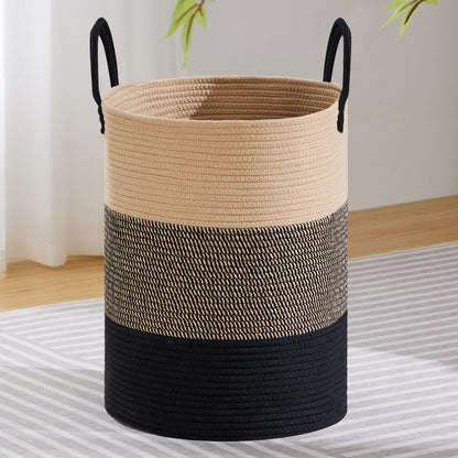 VIPOSCO 58L Tall Woven Laundry Basket Hamper, White Brown