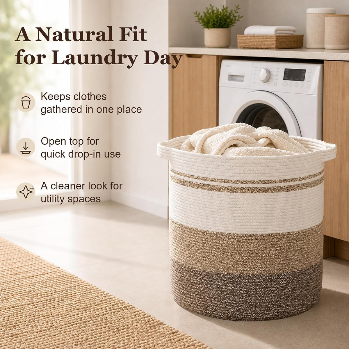 OIAHOMY 60L Laundry Basket Laundry Hamper Nursery Hamper Gradient Yellow