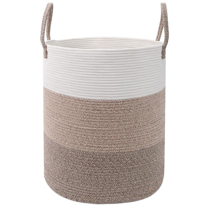 Large Laundry Hamper, Woven Rope Basket with Sturdy Handles- Grey