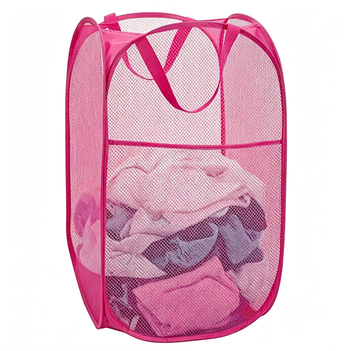 Larpur 2 Pcs Popup Mesh Laundry Baskets, Collapsible and Portable Clothes Washing Laundry Hampers with Reinforced Carry Handles, Gray Clothes Hamper for Home, Travel, College Dorm