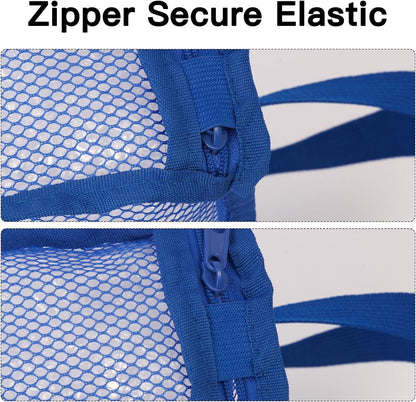 3-Pack 3D Cube Mesh Laundry Bags S/M/L with S-Hooks, Zippered Blue