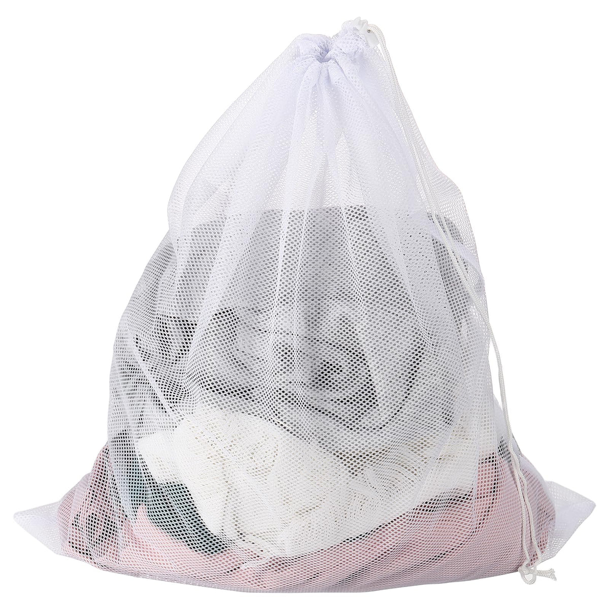 uxcell Mesh Laundry Bag 15.7x19.7" Large Drawstring Net Coarse Mesh, Black