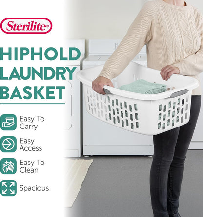 Sterilite HipHold Laundry Basket, Plastic Rectangle Clothes Hamper, 6 Pack