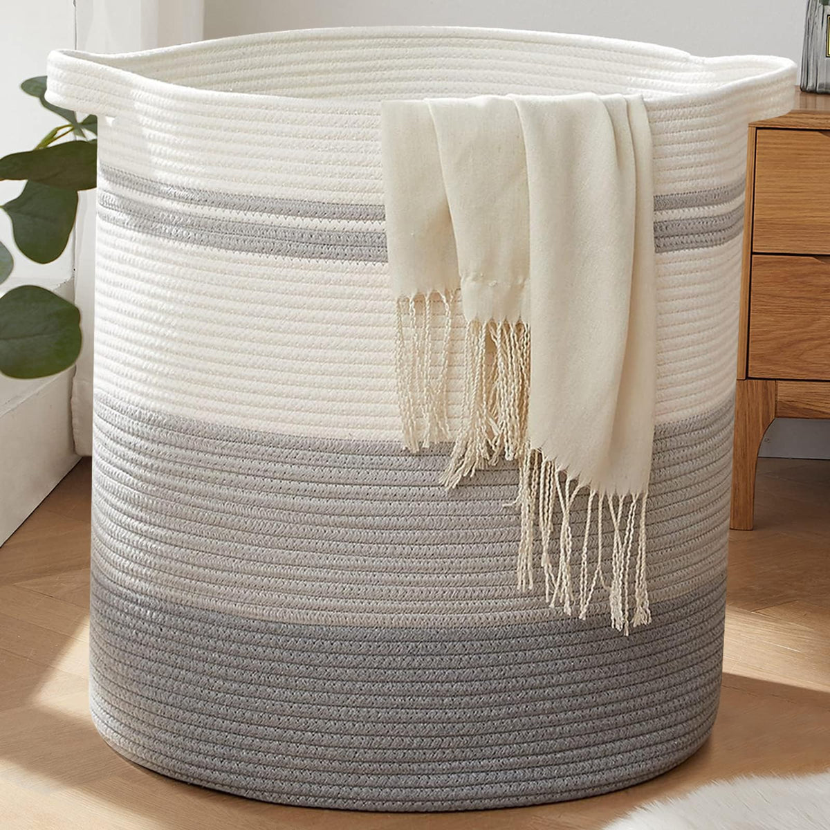 OIAHOMY 60L Laundry Basket Laundry Hamper Nursery Hamper Gradient Yellow