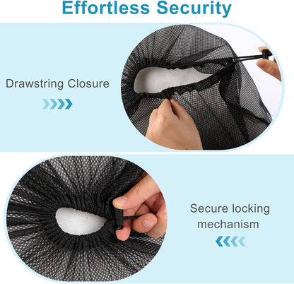 3 Pack Mesh Laundry Bags, 2 Large & 1 Small Breathable Mesh Laundry Bag, Drawstring & Tear Resistant Black Wash Bags for Home, Dorm, Travel & Camping