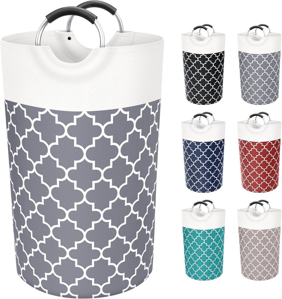 Large Laundry Basket 82L Tall Collapsible Hamper with Handles for Dorm Grey