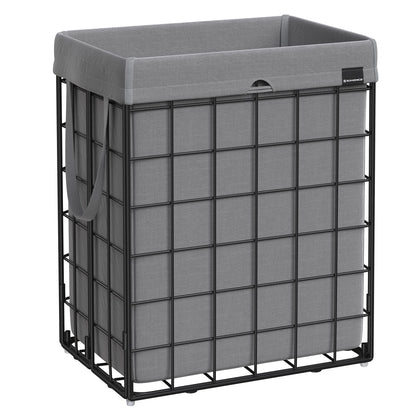 SONGMICS Laundry Hamper, 23.8 Gal. (90L) Laundry Basket, Collapsible Clothes Hamper, Black and White ULCB190W01