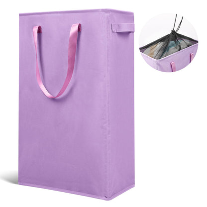 Odonata Slim Laundry Hamper Handles Collapsible Laundry Basket Thin Dirty Clothes Basket Narrow Laundry Bag Foldable Dirty Hamper 45L (Black)