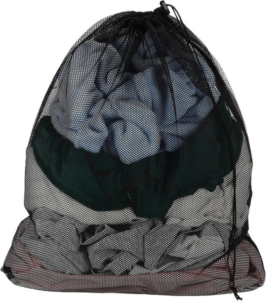 uxcell Mesh Laundry Bag 15.7x19.7" Large Drawstring Net Coarse Mesh, Black