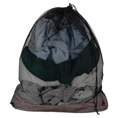 uxcell Mesh Laundry Bag 15.7x19.7" Large Drawstring Net Coarse Mesh, Black