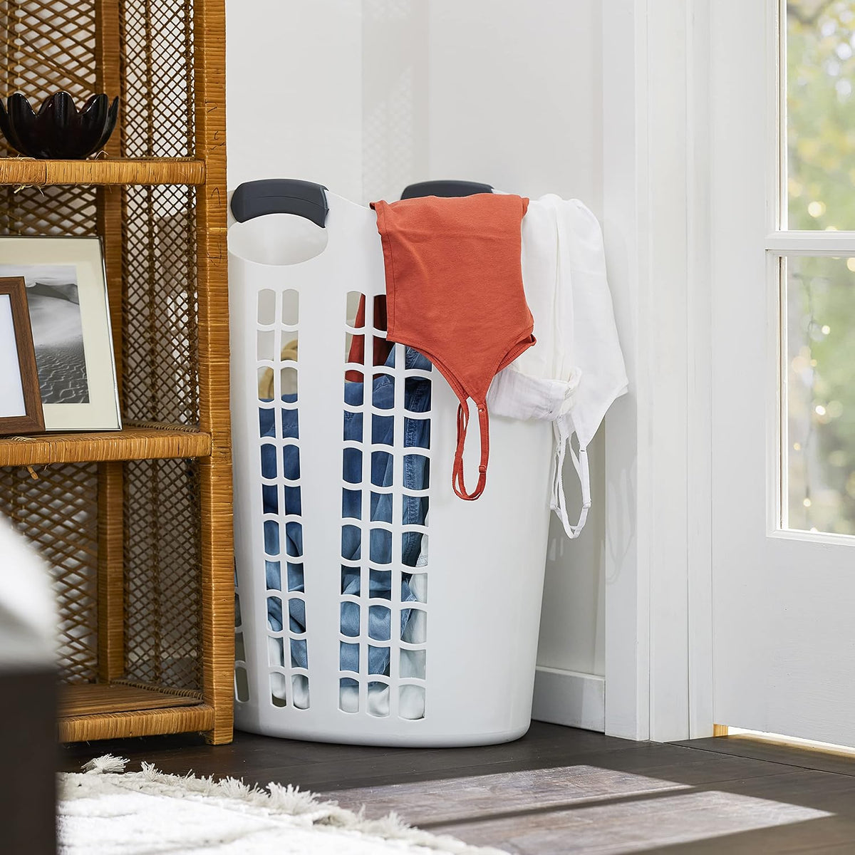 Gracious Living Easy Carry Flex Collapsible Laundry Hamper, White, 3-Pack