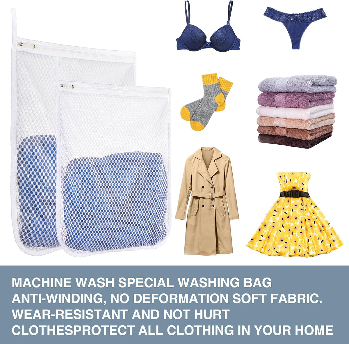 3 pcs Durable Honeycomb Mesh Laundry Bags for Delicates 3 Large (16" x 19")