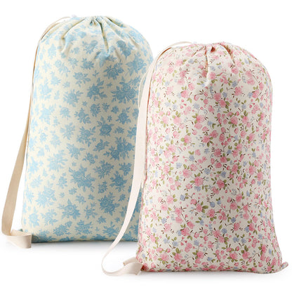 Satinior 2 Pcs Floral Laundry Bag Backpack for Dorm Travel 29" x 18" Canvas