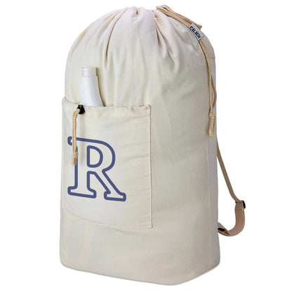 Laundry Bag Backpack, Canvas Laundry Bag with Straps & Drawstring, Beige XL