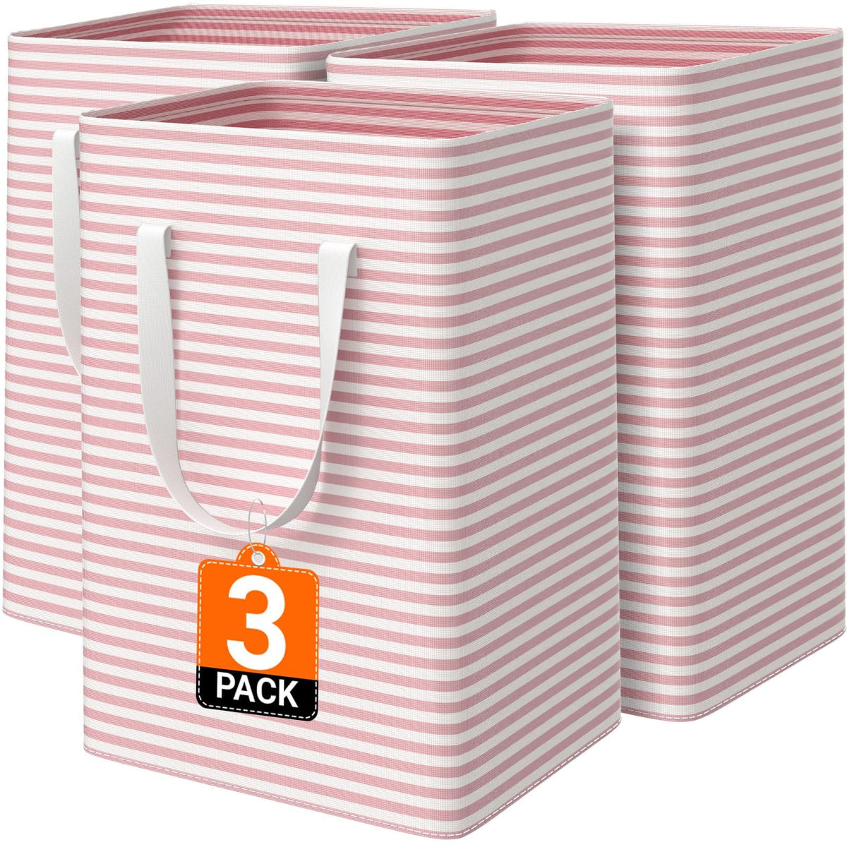 3-Pack Laundry Basket, Collapsible Laundry Hampers, 75L, Gray