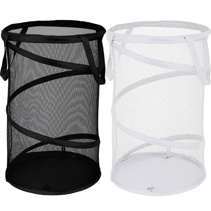 BATTOO Collapsible Laundry Basket Foldable Mesh Pop Up Hamper with Handles for Laundry Room, Bathroom, Kids Room, College Dorm, Travel, Storage Organizer Black