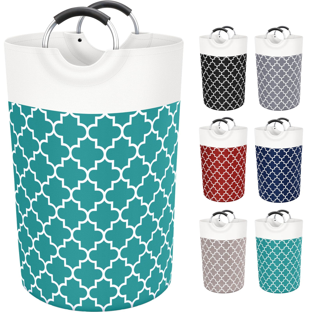 Large Laundry Basket 82L Tall Collapsible Hamper with Handles for Dorm Grey