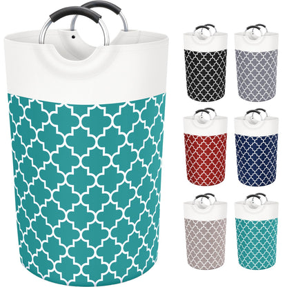 Large Laundry Basket 82L Tall Collapsible Hamper with Handles for Dorm Grey