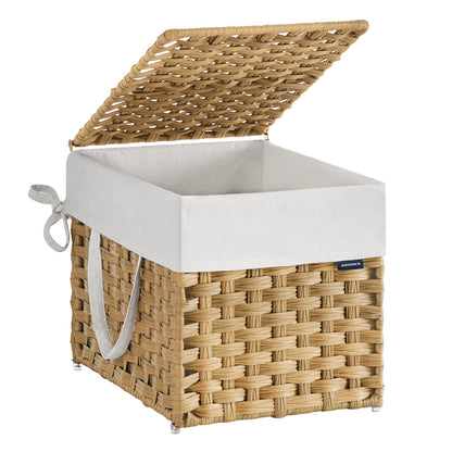 SONGMICS Laundry Hamper with Lid, 23.8 Gal (90 L) Synthetic Rattan,Foldable