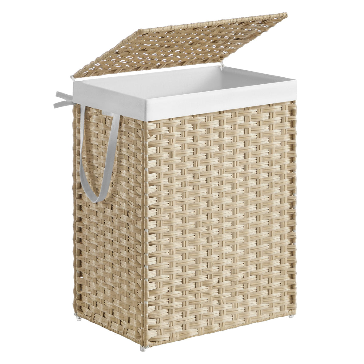 SONGMICS Laundry Hamper with Lid, 23.8 Gal (90 L) Synthetic Rattan,Foldable
