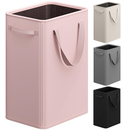 Optish 50L Slim Laundry Hamper, Small Laundry Basket With Handles, Black Narrow Laundry Basket for Dorm, Bedroom, Living Room, Collapsible Laundry Hamper