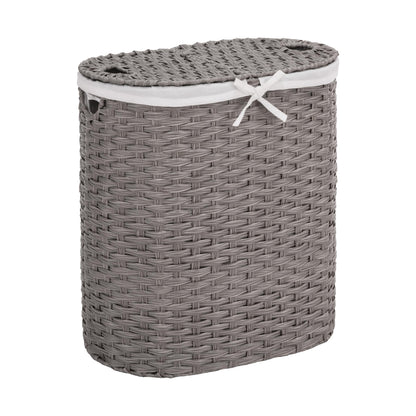 Seville Classics Premium Handwoven Portable Laundry Bin Basket with Carrying Handles, Household Storage for Clothes, Linens, Sheets, Mocha Brown, Oval Hamper