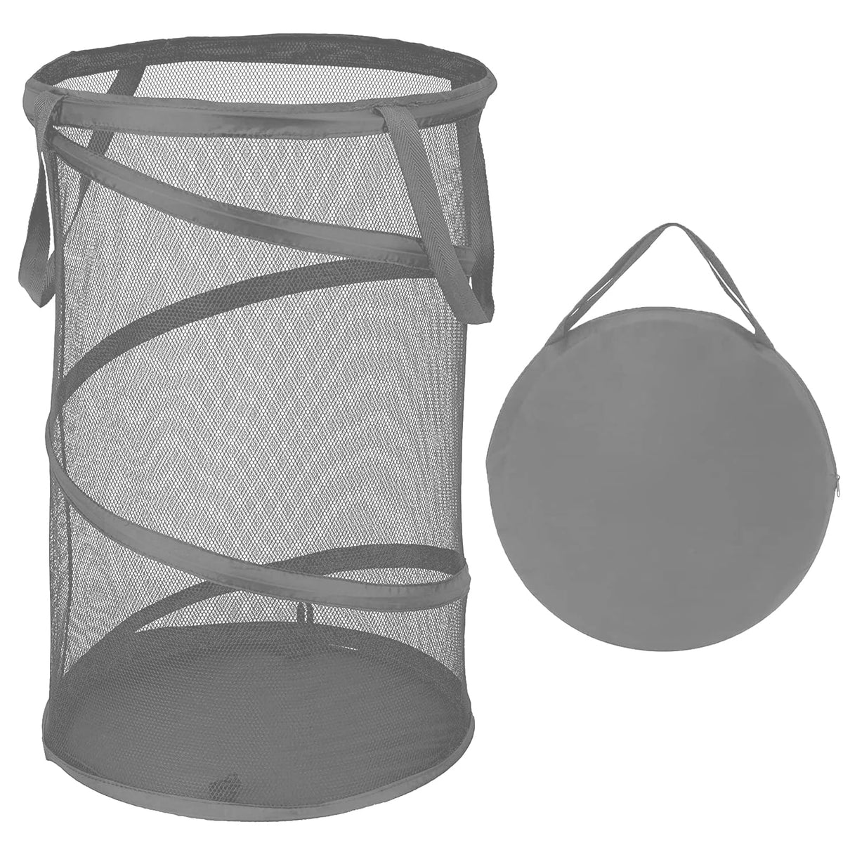 BATTOO Collapsible Laundry Basket Foldable Mesh Pop Up Hamper with Handles for Laundry Room, Bathroom, Kids Room, College Dorm, Travel, Storage Organizer Black