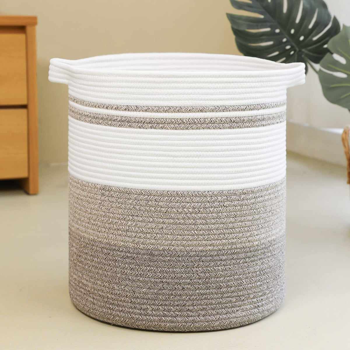 OIAHOMY 60L Laundry Basket Laundry Hamper Nursery Hamper Gradient Yellow