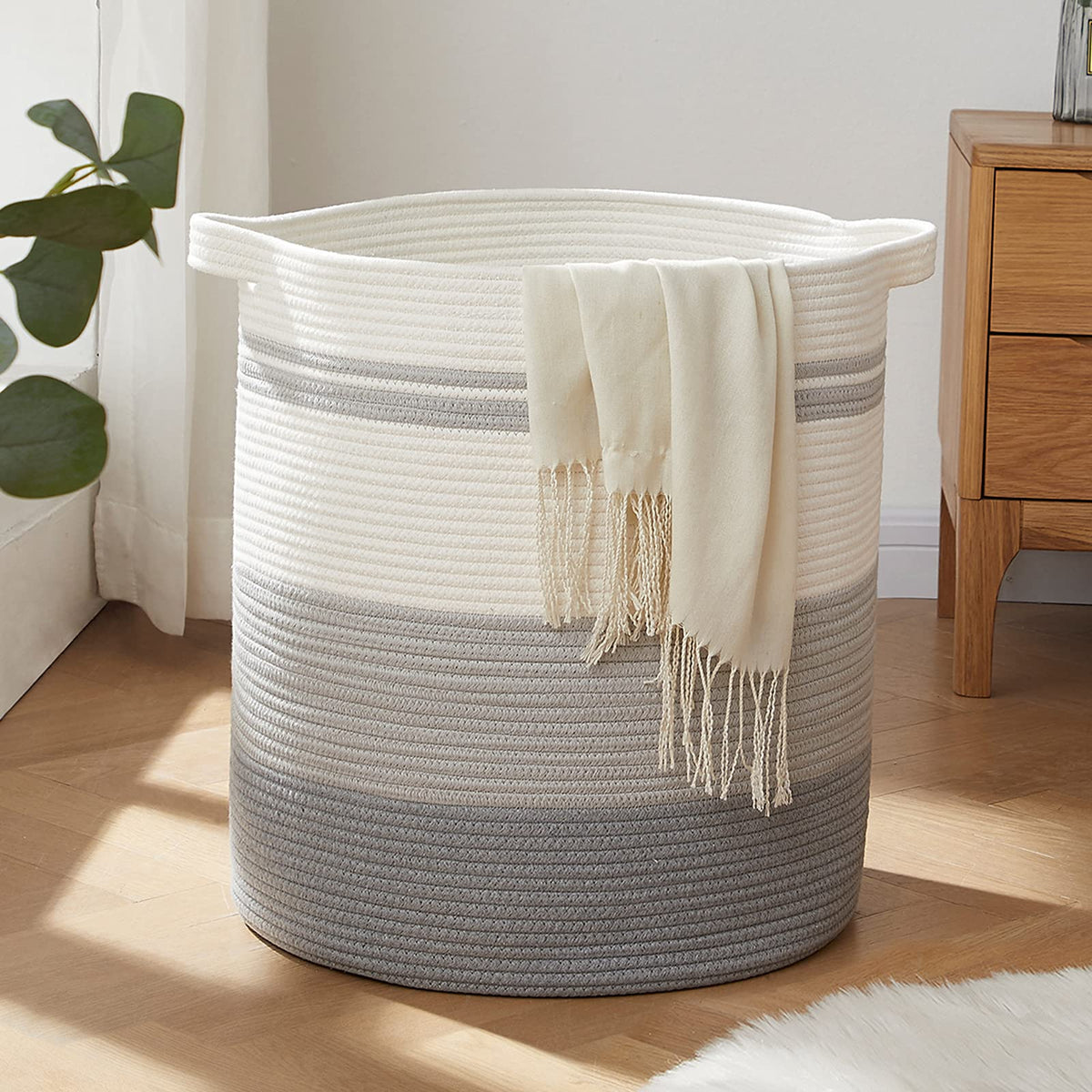 OIAHOMY 60L Laundry Basket Laundry Hamper Nursery Hamper Gradient Yellow
