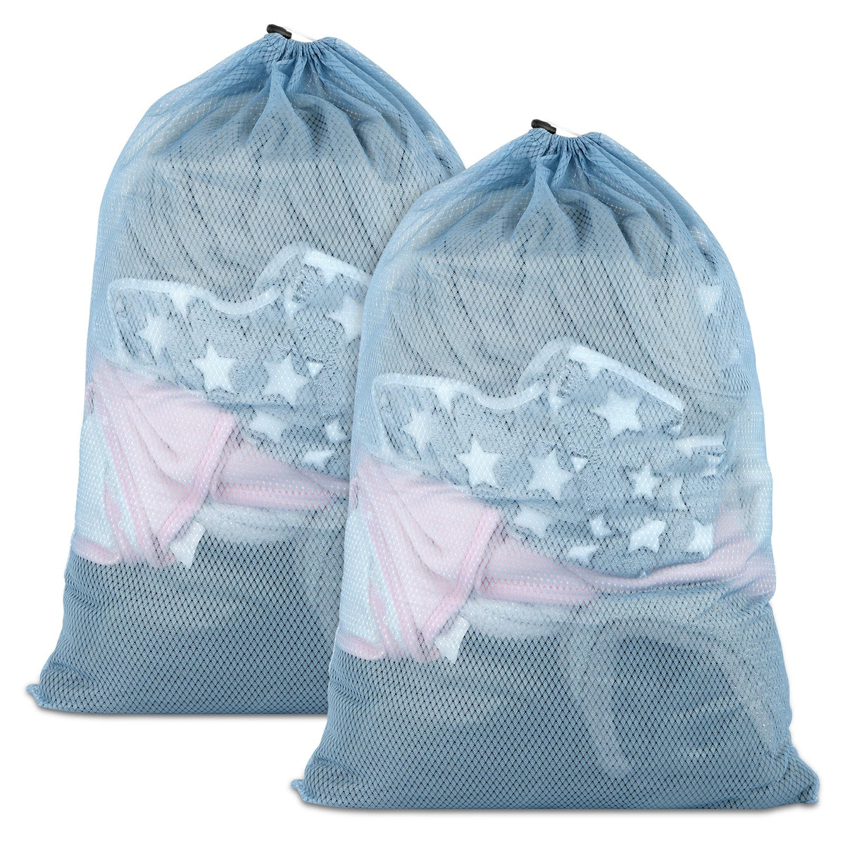 2 Pack Mesh Laundry Bags 23x34 Inch Drawstring Locking for Travel Home