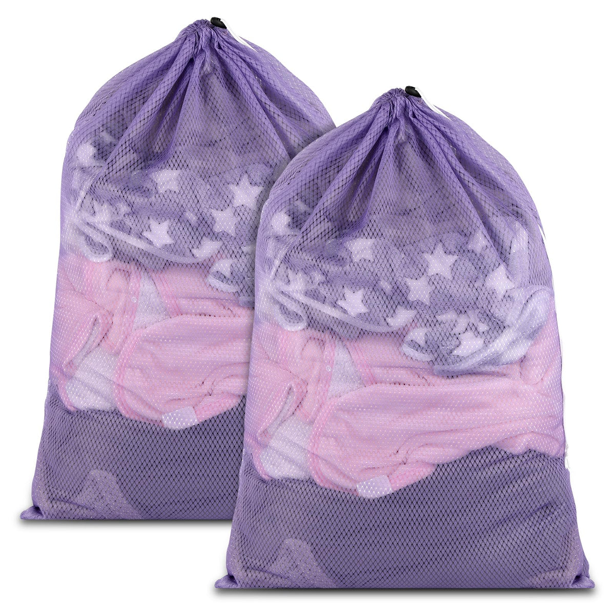 2 Pack Mesh Laundry Bags 23x34 Inch Drawstring Locking for Travel Home