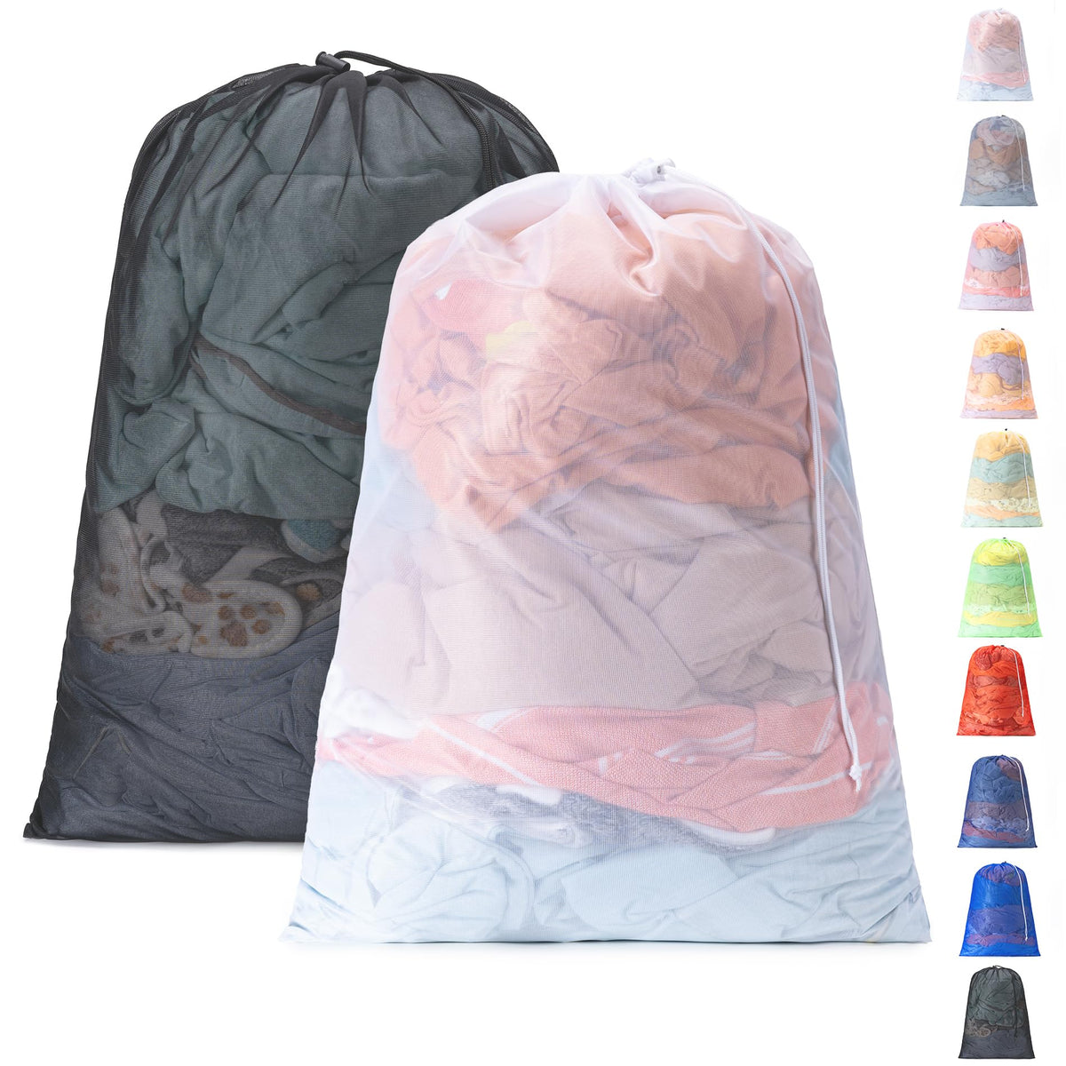 2 Pack Mesh Travel Laundry Bag 24" x 36"Extra Large Dirty Clothes Organizer