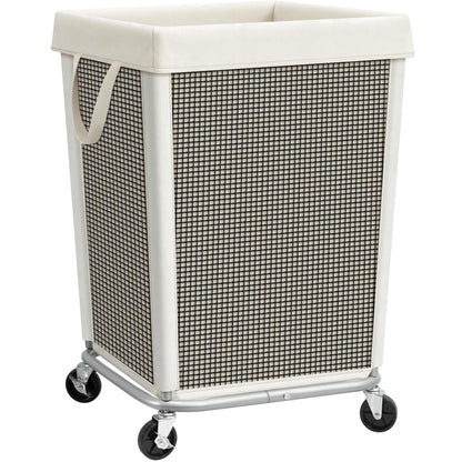 STORAGE MANIAC Commercial Laundry Hamper with Heavy Duty Steel Frame, 160 L Industrial Clothes Basket Cart with Wheels for Big Family, Home, Hotel, Laundry Room, 18''L x 18''W x 31''H, Medium Beige
