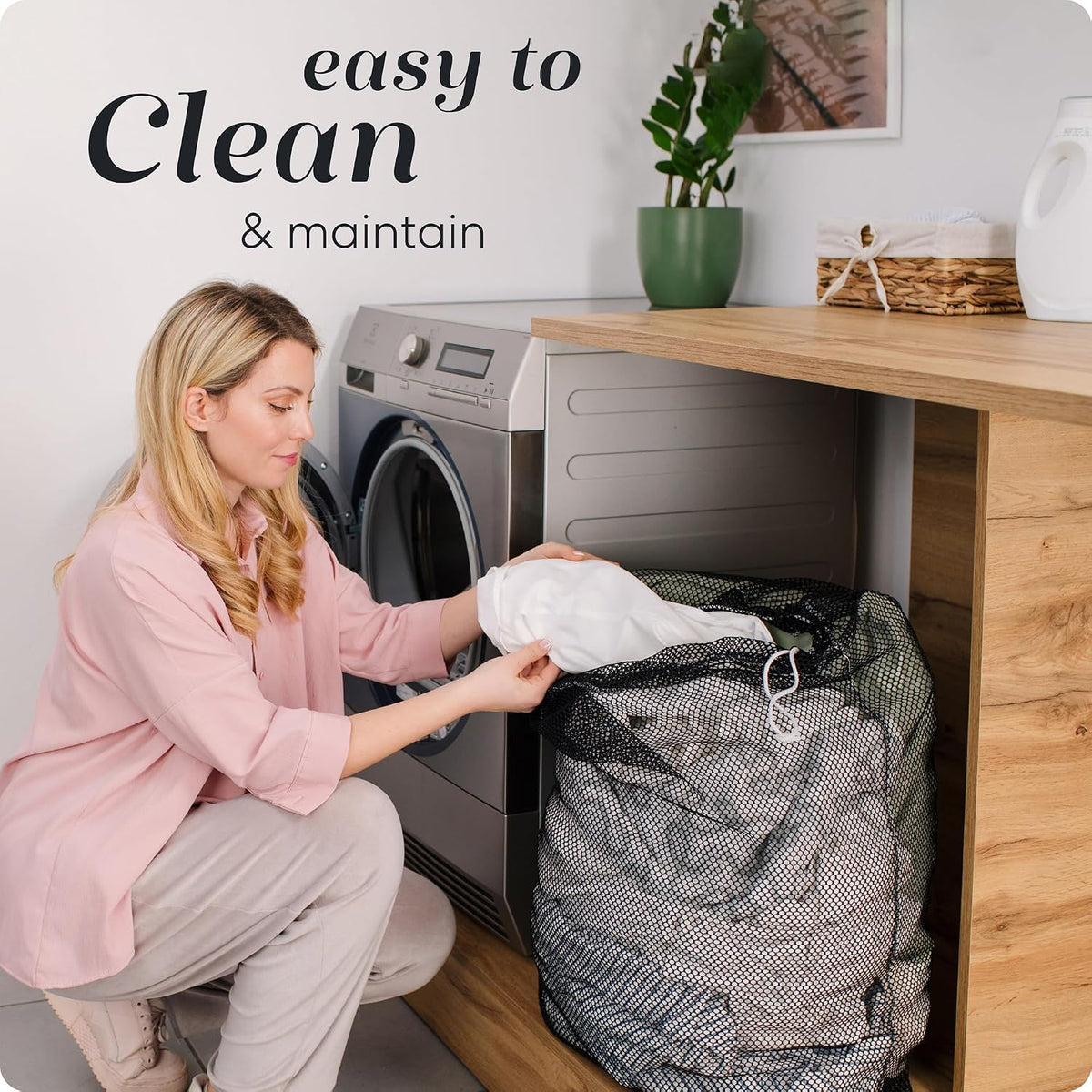 Handy Laundry Mesh XL Laundry Bag 24"x36", Heavy Duty Drawstring, Black