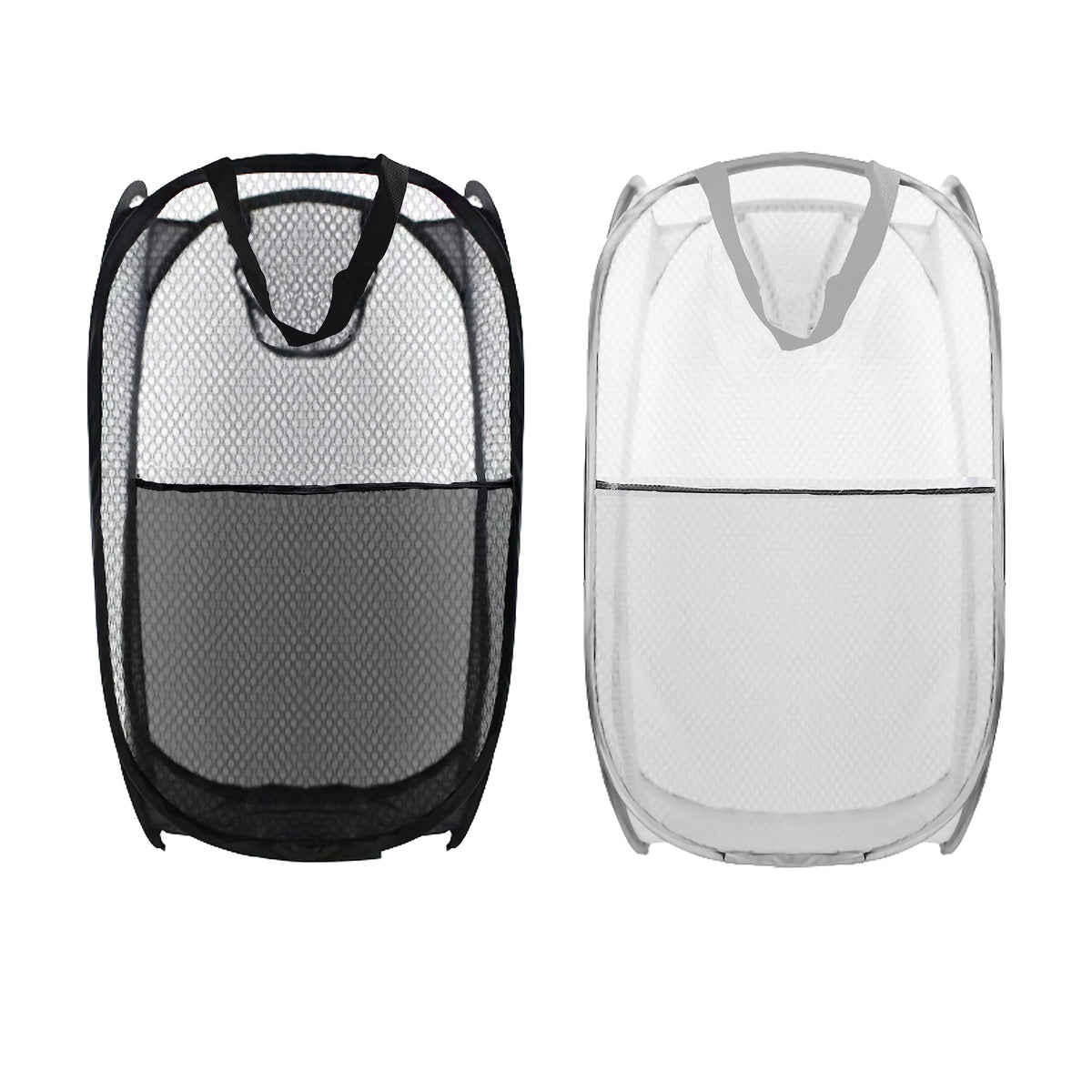 Collapsible Pop Up Laundry Hamper, Extra Large Mesh Foldable Laundry Basket Bag, 28" x 16" x 16", 2 Pack (Black + Blue)