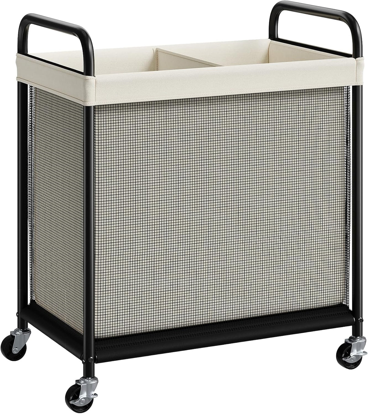 ELYKEN Laundry Hamper 2 Section, 100L Rolling Laundry Sorter with Wheels