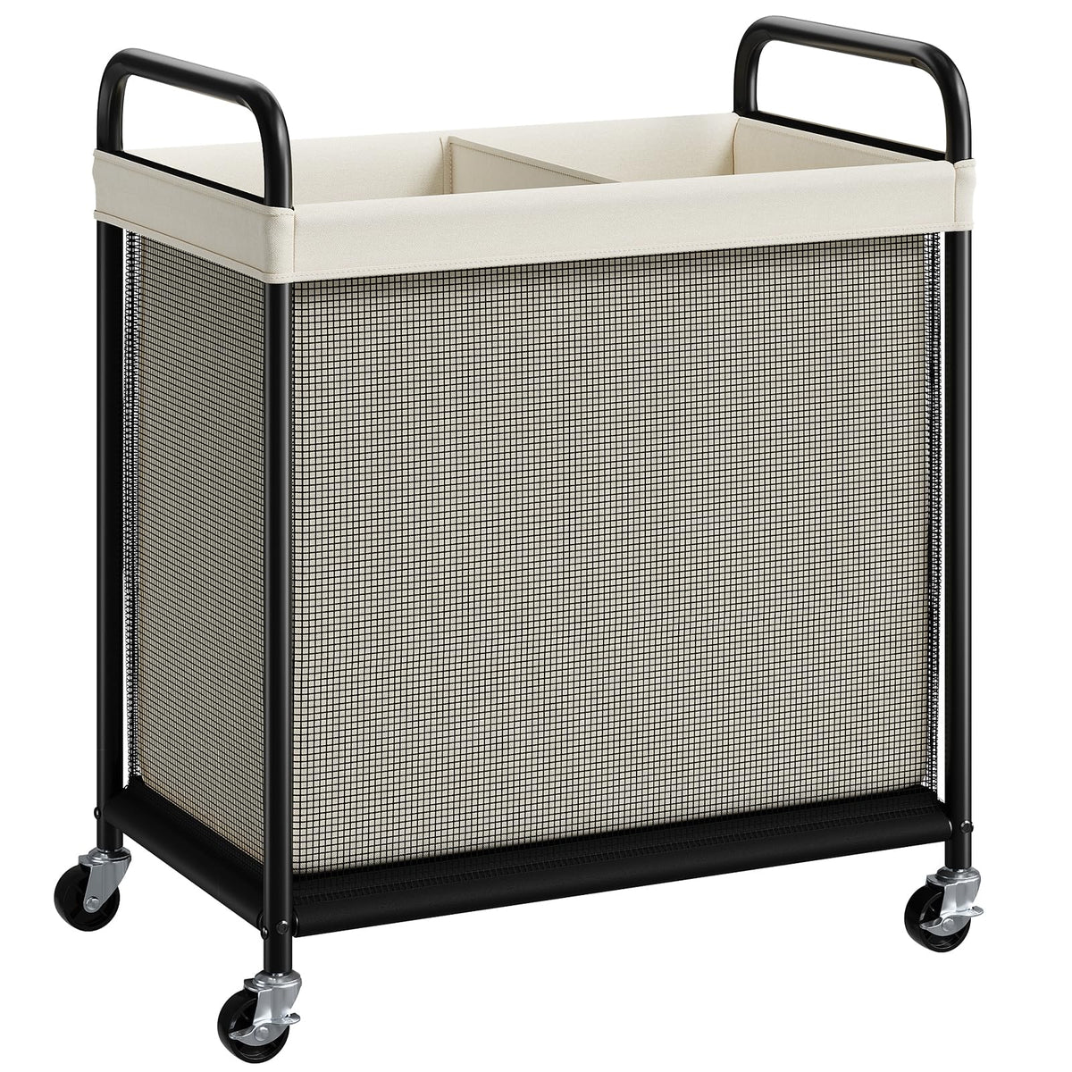 ELYKEN Laundry Hamper 2 Section, 100L Rolling Laundry Sorter with Wheels