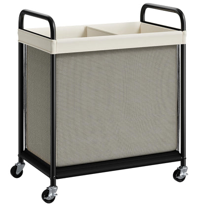 ELYKEN Laundry Hamper 2 Section, 100L Rolling Laundry Sorter with Wheels