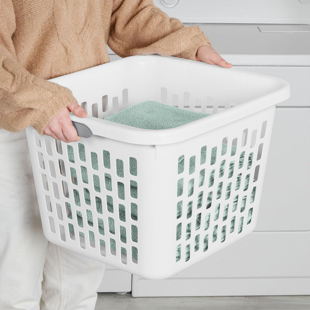 Sterilite Square Laundry Basket, Plastic Clothes Hamper, 6-Pack